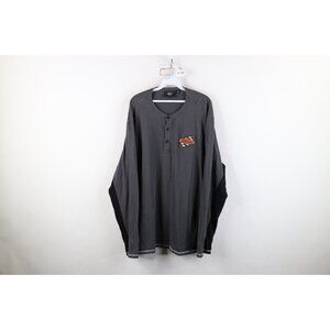 Vintage Y2K Harley Davidson Mens 2XL Faded Spell Out Long Sleeve Henley T-Shirt